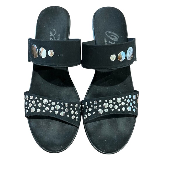 Onex Shoes - Onex Sonic Black w Silver Dots Comfort Slide Sandals Heels  US 8  Summer Vacay